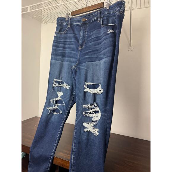 American Eagle Dark Wash Distressed Jean 20R - Picture 2 of 9